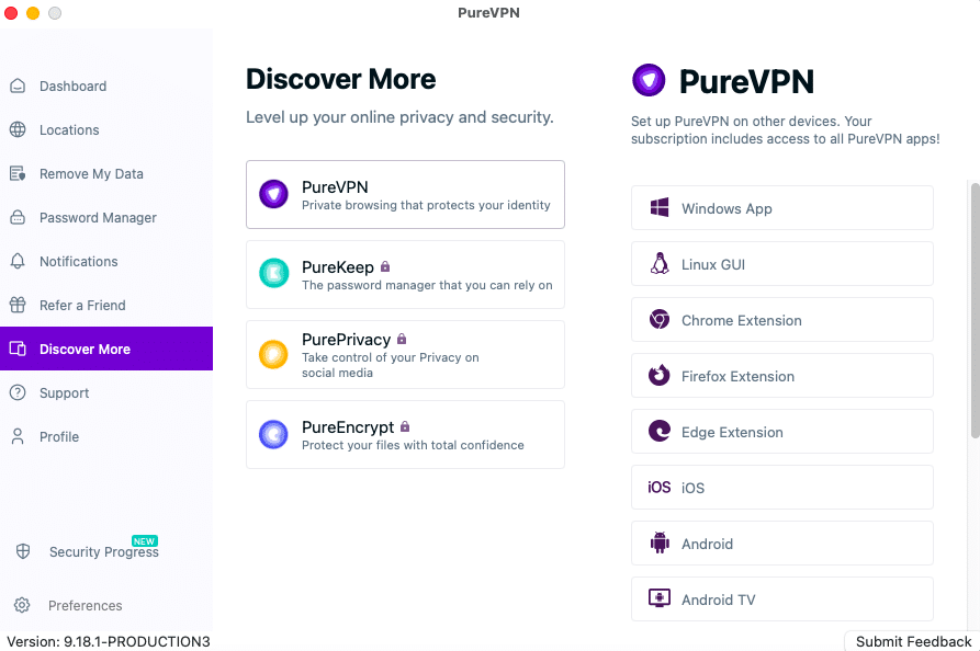 purevpn in app advertising