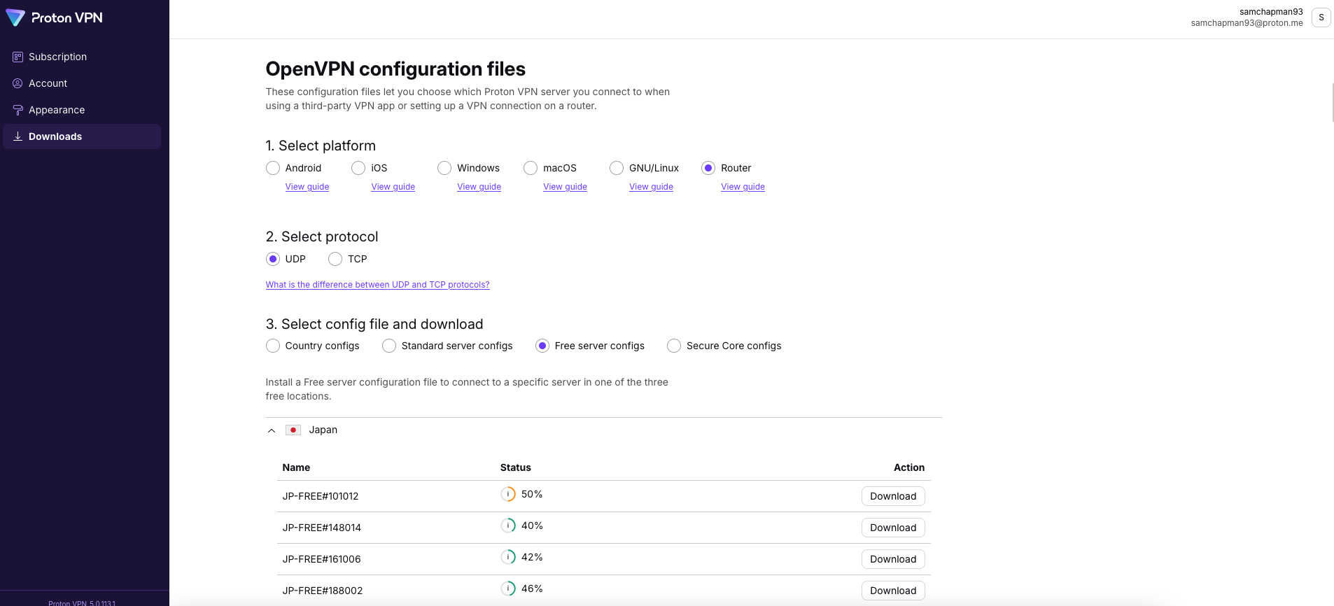 proton vpn router file download